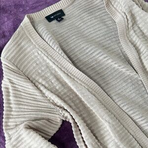 Aa Studio Cream Ribbed Open Cardigan